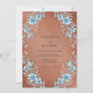 Invitation Mariage artistique à la floraison de bleu poudre