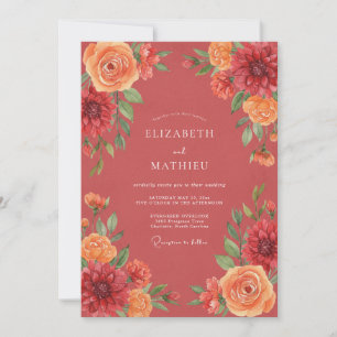 Invitation Mariage Artistique aux Fleurs de Corail