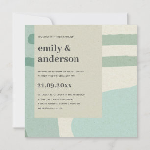 INVITATION MARIAGE ARTISTIQUE BLEU AQUA ABSTRAIT MODERNE