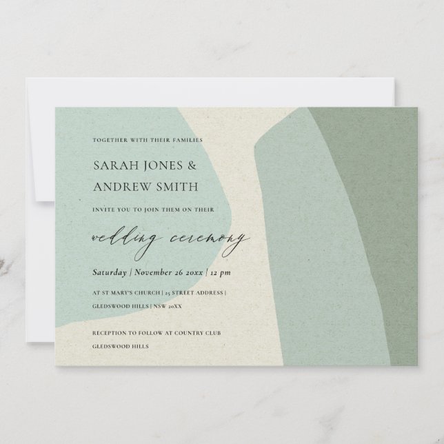 INVITATION MARIAGE ARTISTIQUE BLEU AQUA ABSTRAIT MODERNE (Devant)