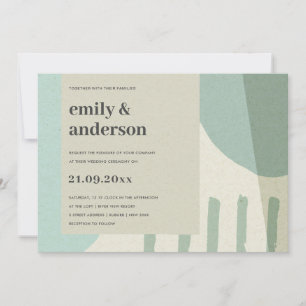 INVITATION MARIAGE ARTISTIQUE BLEU AQUA ABSTRAIT MODERNE