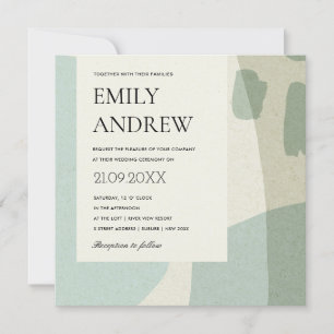 INVITATION MARIAGE ARTISTIQUE BLEU AQUA ABSTRAIT MODERNE DANS
