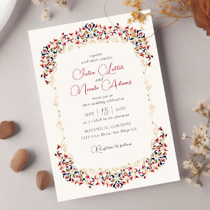 Invitation Mariage Artistique Botanique Floral Paisley de Lux