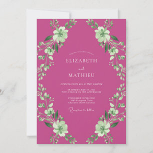 Invitation Mariage Artistique Botanique Magenta