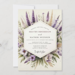 Invitation Mariage artistique de fleurs sauvages à la lavande