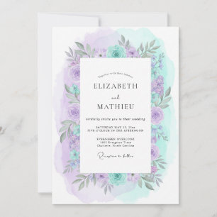 Invitation Mariage artistique de printemps à la lavande et à