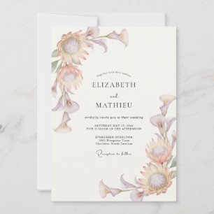 Invitation Mariage Artistique de Printemps au Lavande Rosé