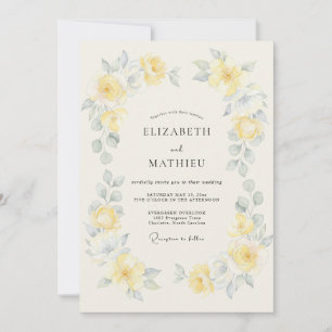 Invitation Mariage Artistique de Printemps Jaune Primevère