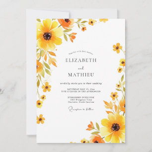 Invitation Mariage Artistique Fleur Jaune