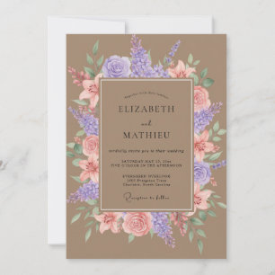 Invitation Mariage artistique floral aux nuances de lilas