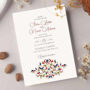 Invitation Mariage Artistique Floral Luxueux Paisley Photo