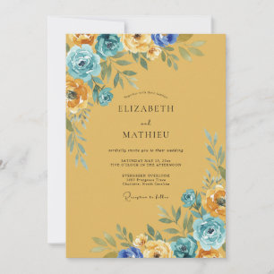 Invitation Mariage Artistique Floral Ocre