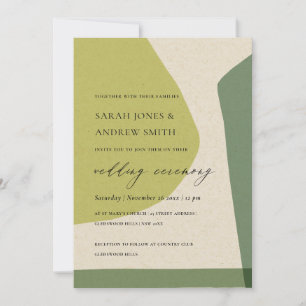 INVITATION MARIAGE ARTISTIQUE JAUNE ABSTRAIT MODERNE VERT