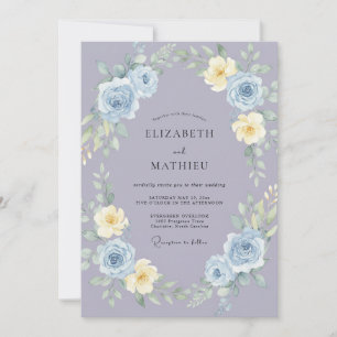 Invitation Mariage Artistique Printanier au Bleu Pervenche