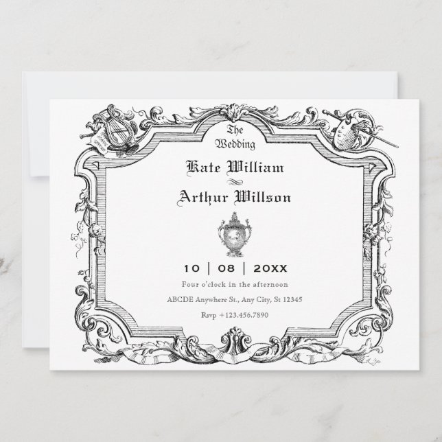 Invitation mariage artistique vintage (Devant)