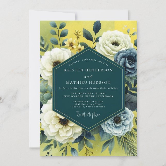 Invitation Mariage artistique Yellow Slate Bloom (Devant)