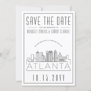 Invitation Mariage Atlanta   Skyline stylisée Enregistrer la 