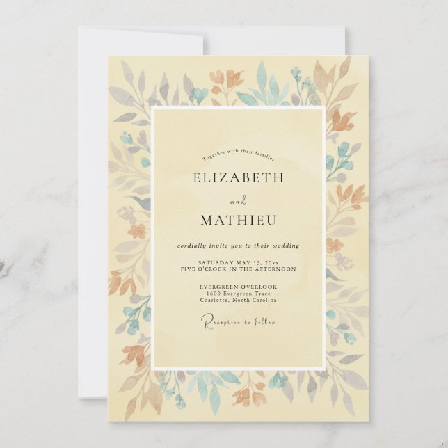 Invitation Mariage au Beurre de Cuivre Feuillu (Devant)