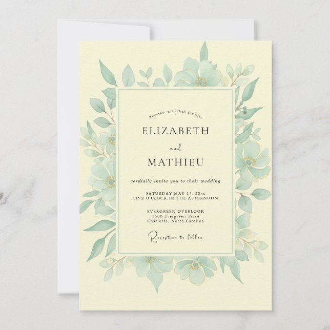 Invitation Mariage au Beurre de Menthe Eucalyptus (Devant)