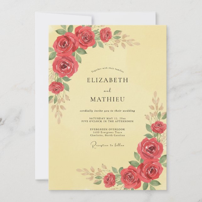 Invitation Mariage au beurre de rose écarlate (Devant)