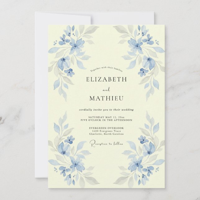 Invitation Mariage au Beurre Pervenche (Devant)