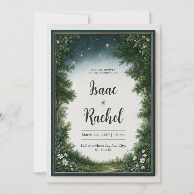 Invitation Mariage au Bois Clair étoilé (Devant)