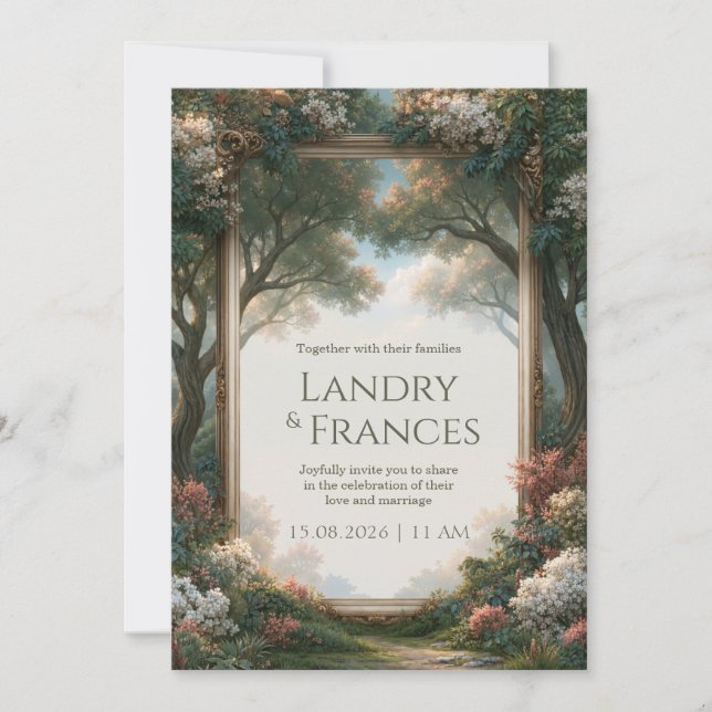 Invitation Mariage au Bois de Fleurs Ensoleillé (Devant)
