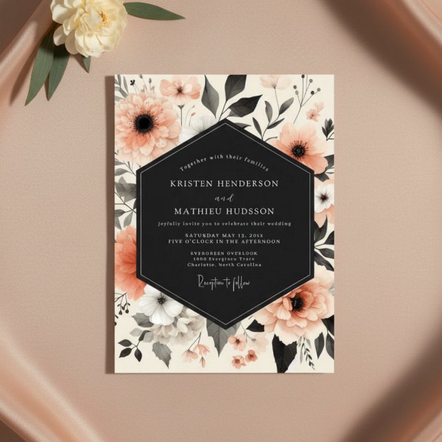 Invitation Mariage au Bois de Floraison de Pêche (Créateur téléchargé)