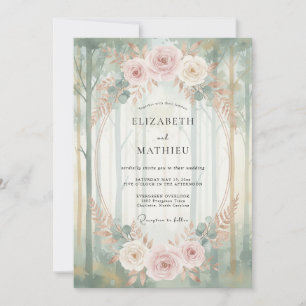 Invitation Mariage au bois de menthe rose