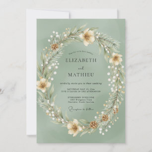 Invitation Mariage au bois de pin menthe et eucalyptus