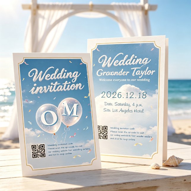 Invitation Mariage au bord de la mer Bleu  (Créateur téléchargé)