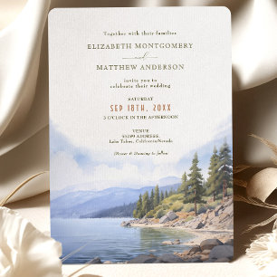 Invitation Mariage au bord d'un lac de montagne rustique à La
