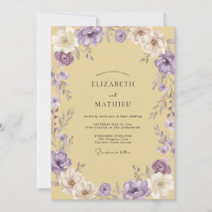 Invitation Mariage au bouton d'or pourpre Renoncule Eucalyptu