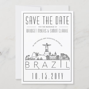 Invitation Mariage au Brésil Ligne d'horizon stylisée Save th