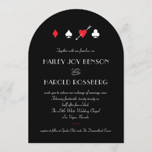 Invitation Mariage au Casino Vintage Black Love Struck à Las 