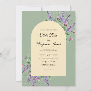Invitation Mariage au Celadon, Lilas, Salvia et Eucalyptus