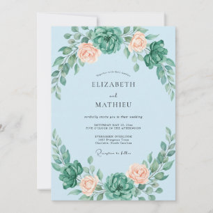 Invitation Mariage au Celeste Abricot Succulent Eucalyptus