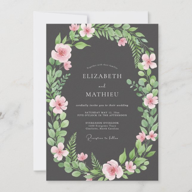 Invitation Mariage au Cercle de Charbon de Bois (Devant)