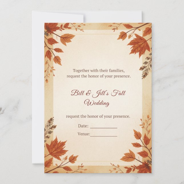 Invitation Mariage au chalet d'automne (Devant)