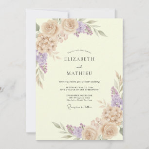 Invitation Mariage au Champagne au Lilas Ranunculus et Eucaly