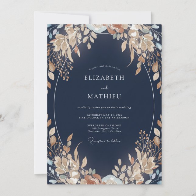 Invitation Mariage au Champagne de Minuit au Feuillage d'Euca (Devant)