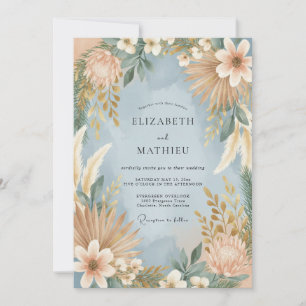 Invitation Mariage au Champagne en Acier Pampas Eucalyptus