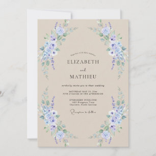 Invitation Mariage au Champagne et au Pervenche avec Brin d'E