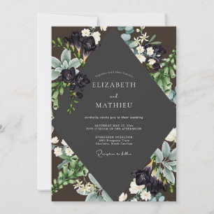 Invitation Mariage au charbon de bois Eucalyptus succulent