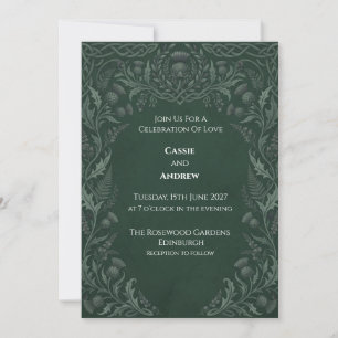 Invitation Mariage au Chardon Celtique Vert Foncé