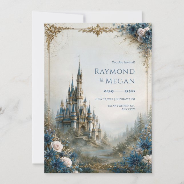 Invitation Mariage au Château Bleu Brumeux (Devant)