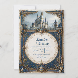 Invitation Mariage au Château Couronné de Bleu Royal