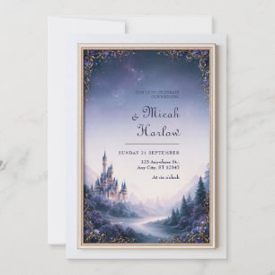 Invitation Mariage au Château de Jardin Lavande Crépusculaire