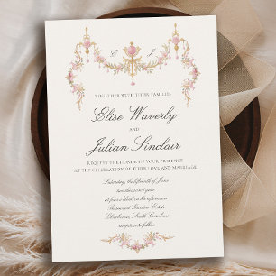 Invitation Mariage au Château de Jardin Régence Douce Rose Vi