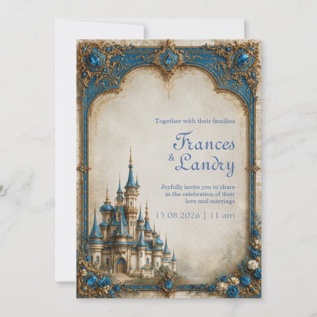 Invitation Mariage au Château de Joaillerie de Saphir (Devant)